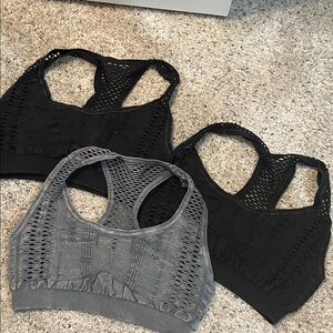 Set of three Black and Gray Mesh Sports Bras